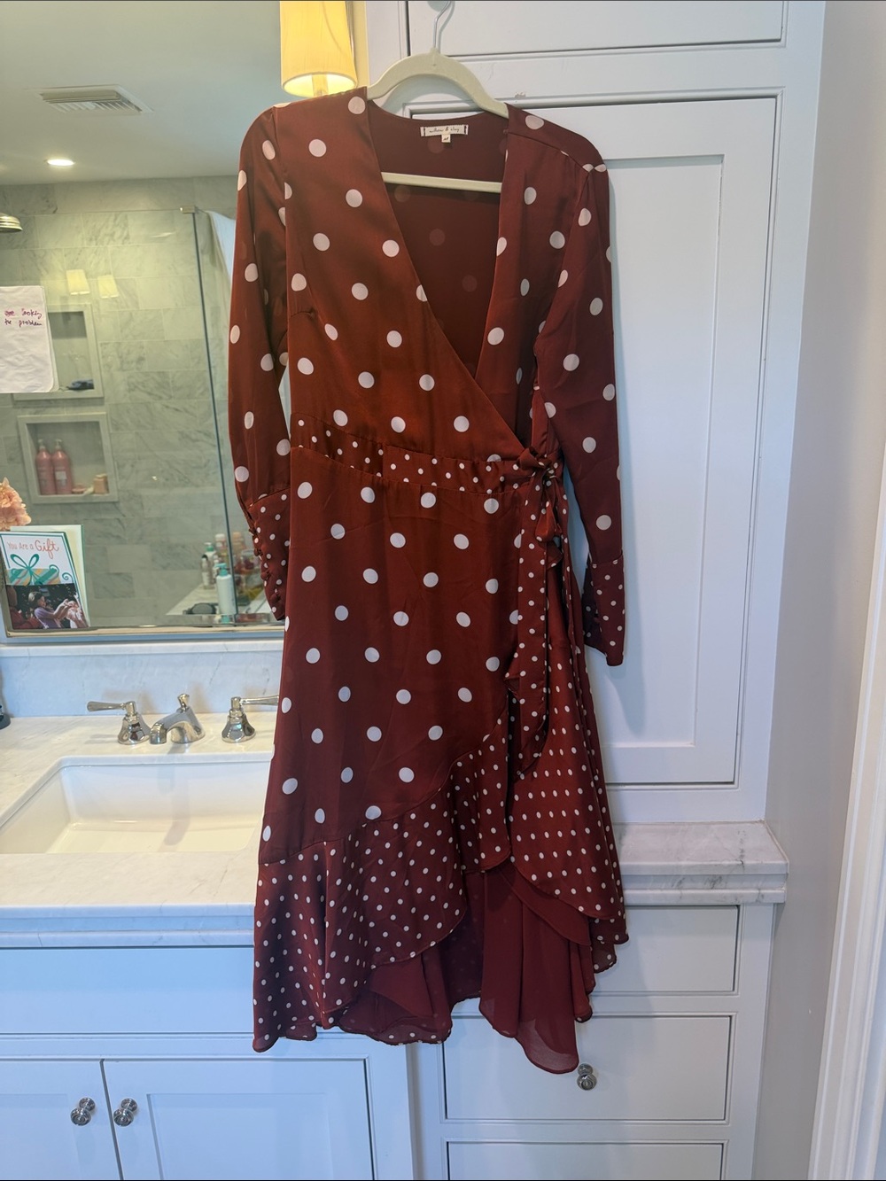 Willow & Clay Rust Polka Dot Wrap Midi Dress